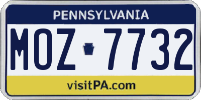 PA license plate MOZ7732