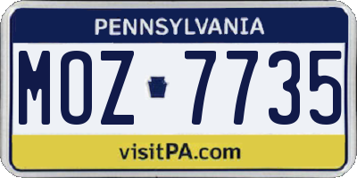 PA license plate MOZ7735