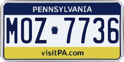 PA license plate MOZ7736