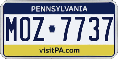 PA license plate MOZ7737