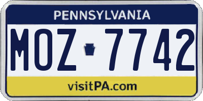 PA license plate MOZ7742