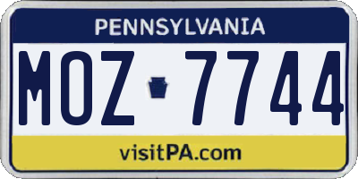 PA license plate MOZ7744