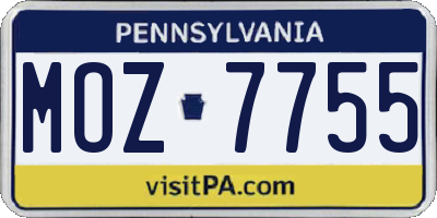 PA license plate MOZ7755