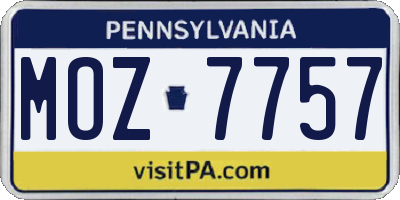 PA license plate MOZ7757