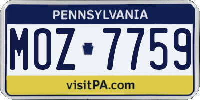 PA license plate MOZ7759