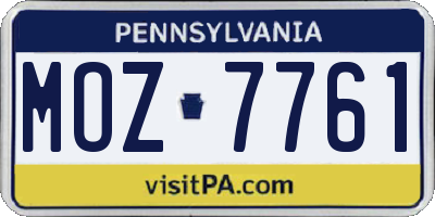 PA license plate MOZ7761