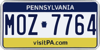 PA license plate MOZ7764