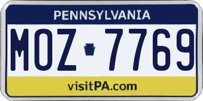 PA license plate MOZ7769