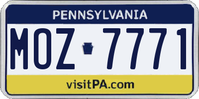 PA license plate MOZ7771