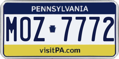PA license plate MOZ7772