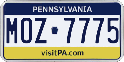 PA license plate MOZ7775
