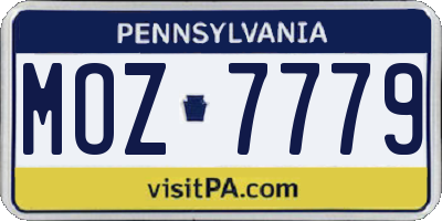 PA license plate MOZ7779