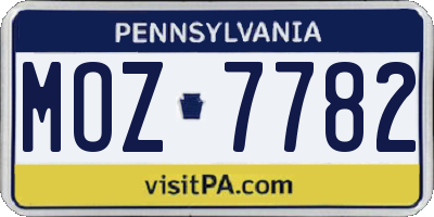 PA license plate MOZ7782