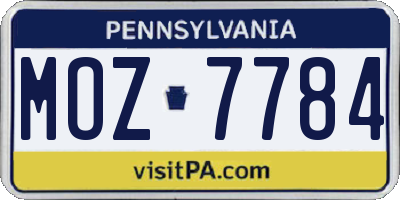 PA license plate MOZ7784
