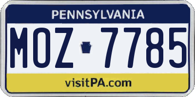 PA license plate MOZ7785