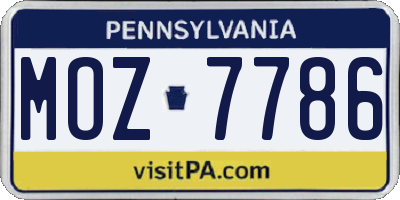 PA license plate MOZ7786