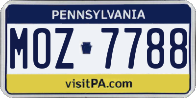 PA license plate MOZ7788