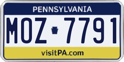 PA license plate MOZ7791