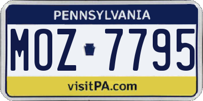 PA license plate MOZ7795