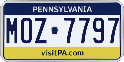 PA license plate MOZ7797