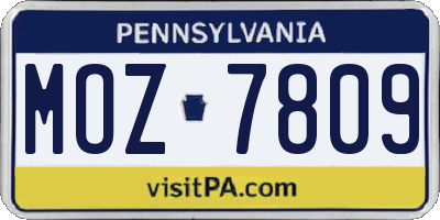 PA license plate MOZ7809