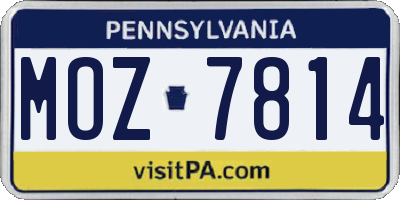 PA license plate MOZ7814