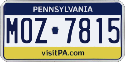 PA license plate MOZ7815