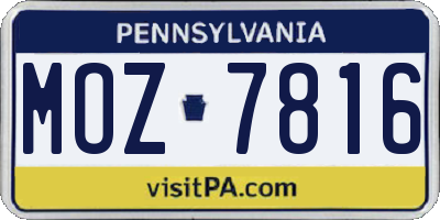 PA license plate MOZ7816