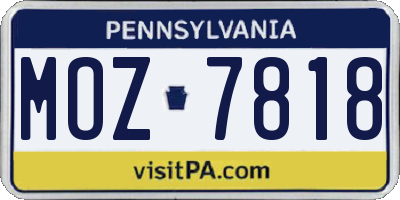 PA license plate MOZ7818