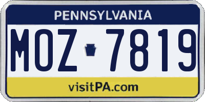PA license plate MOZ7819