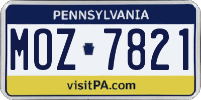 PA license plate MOZ7821