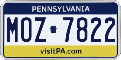 PA license plate MOZ7822
