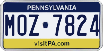 PA license plate MOZ7824
