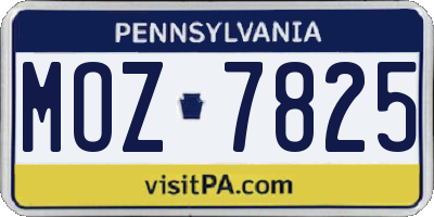 PA license plate MOZ7825