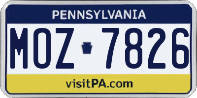 PA license plate MOZ7826