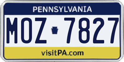 PA license plate MOZ7827