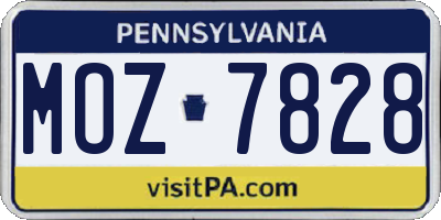 PA license plate MOZ7828