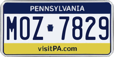 PA license plate MOZ7829