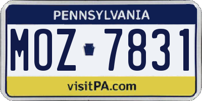 PA license plate MOZ7831