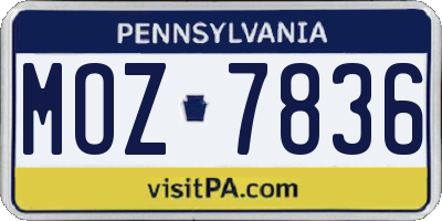 PA license plate MOZ7836