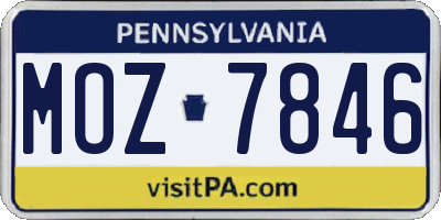 PA license plate MOZ7846