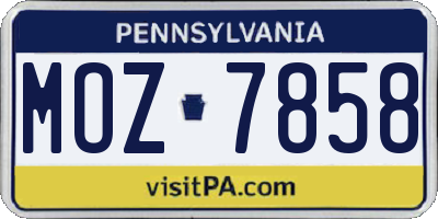 PA license plate MOZ7858