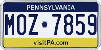 PA license plate MOZ7859
