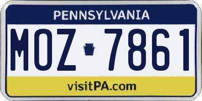 PA license plate MOZ7861