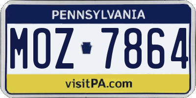 PA license plate MOZ7864