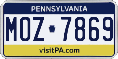 PA license plate MOZ7869