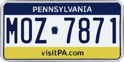 PA license plate MOZ7871