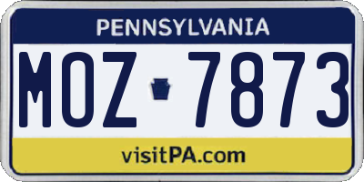 PA license plate MOZ7873