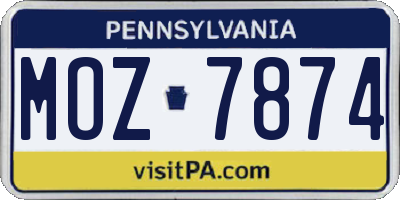 PA license plate MOZ7874