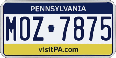 PA license plate MOZ7875